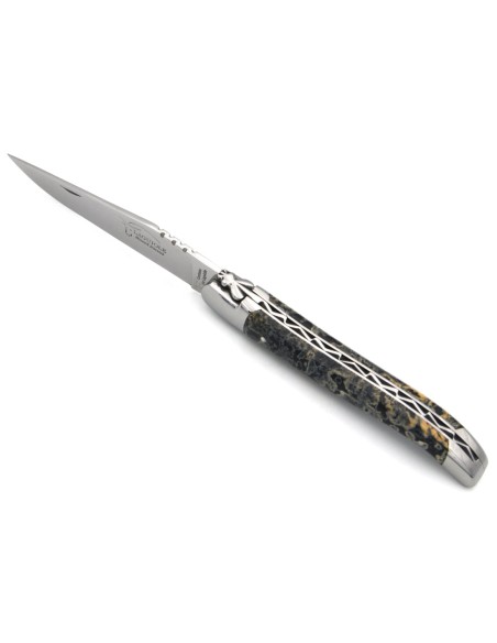 Laguiole knife Geographical Indication, 12 cm black lava stone handle