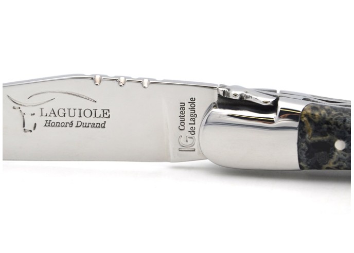 Laguiole knife Geographical Indication, 12 cm black lava stone handle