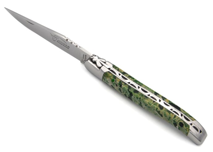 Laguiole mit Geografische Angabe, 12 cm Griff aus grünem Lavastein