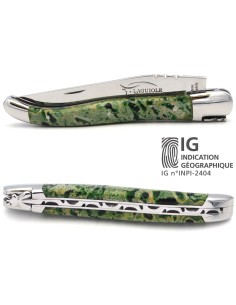 Laguiole mit Geografische Angabe, 12 cm Griff aus grünem Lavastein
