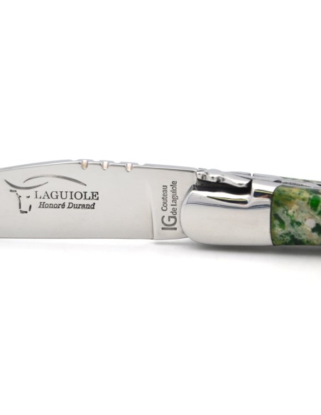 Laguiole mit Geografische Angabe, 12 cm Griff aus grünem Lavastein