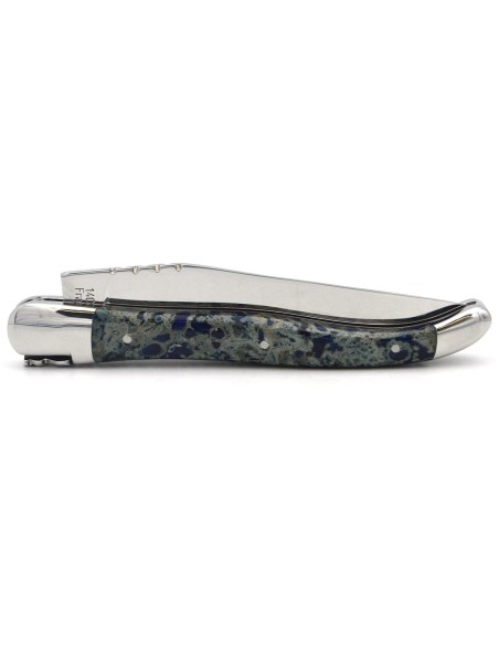 Laguiole knife Geographical Indication, 12 cm blue lava stone handle