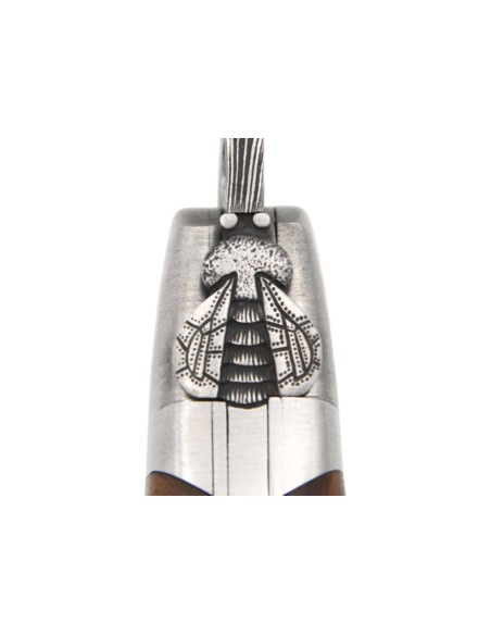 Laguiole GI, walnut handle, Damascus steel, chiseled bee and spring