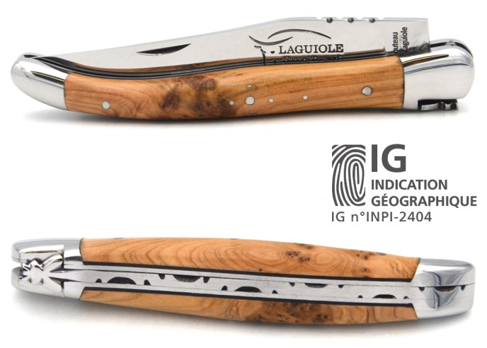 Couteau labellisé IG en genévrier & intercalaire noir, manche de 11 cm