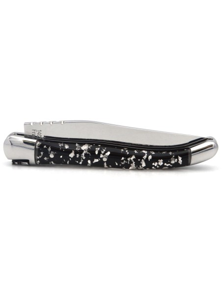 Laguiole GI, 11 cm silver leaf inclusion handle, shiny finish