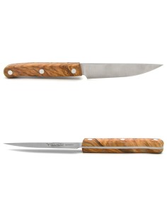 Couteau d'office fabriqué à Laguiole, manche de 10 cm en olivier 2