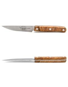 Couteau d'office fabriqué à Laguiole, manche de 10 cm en olivier