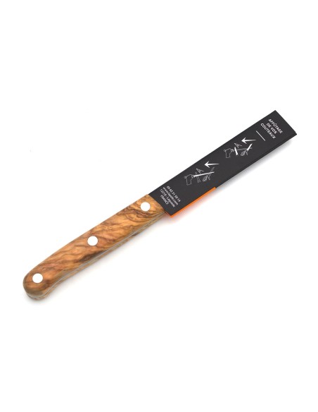 Couteau d'office fabriqué à Laguiole, manche de 10 cm en olivier