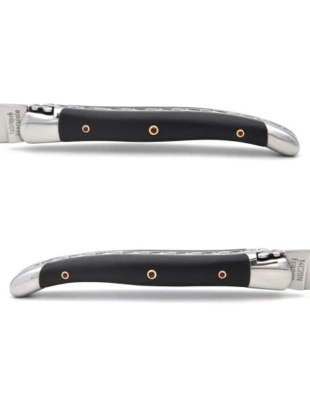 Laguiole knife in black jade with ruby inserts set in gold