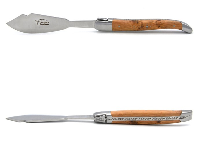 Laguiole Fischmesser, breiterer Griff aus verschiedene Holzarten