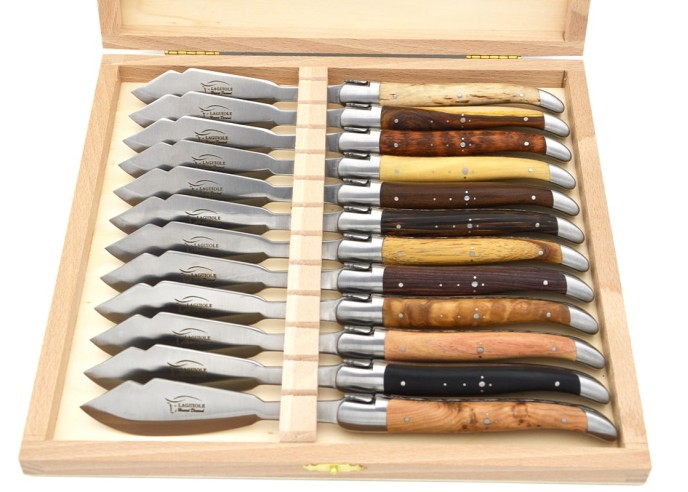 Laguiole fish knives, wide various wood handles