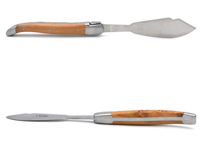 Laguiole Fischmesser, breiterer Griff aus verschiedene Holzarten