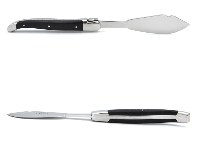 Coffret de couteaux de Laguiole à poisson en ébène, inox brillant