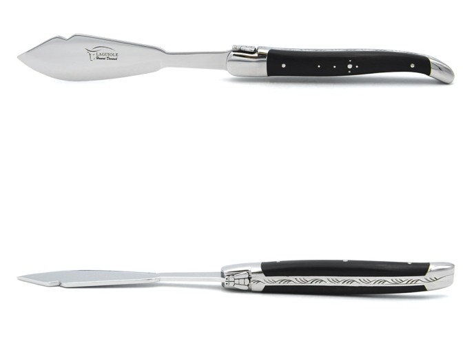 Laguiole fish knives, ebony wood handles with shiny finish
