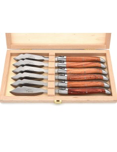 Laguiole Fischmesser, breiterer Griff aus Rosenholz, mattem Edelstahl