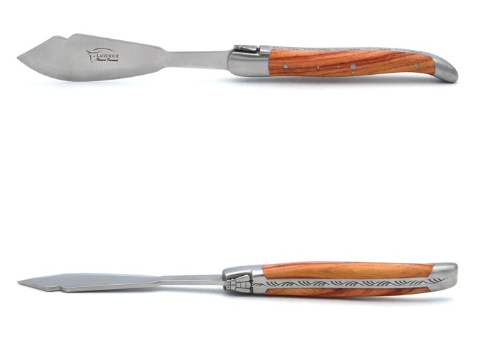 Coffret de couteaux de Laguiole à poisson en bois de rose, inox mat