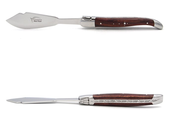 Laguiole fish knives, wide purplewood handles with shiny finish
