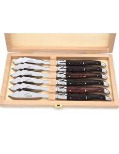 Laguiole fish knives, wide purplewood handles with shiny finish