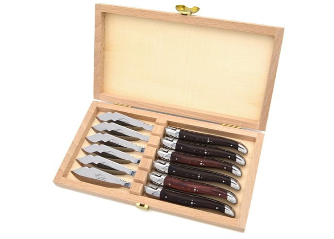 Coffret de couteaux de Laguiole à poisson en bois de violette