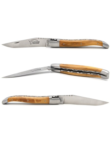 Laguiole with GI label, 12 cm olive wood handle, double plates