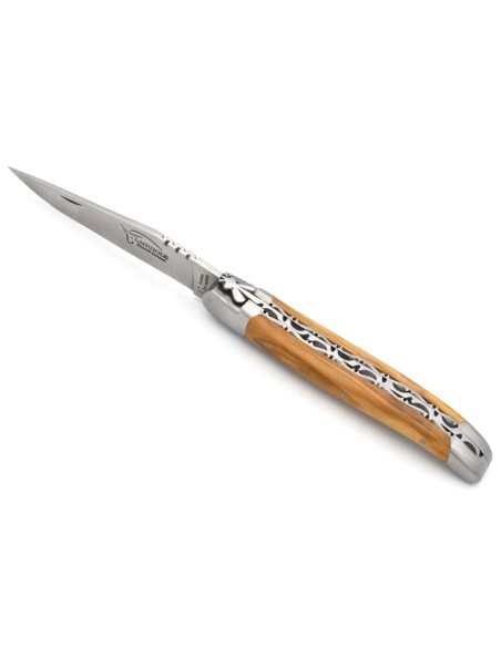 Laguiole mit Label GA, 12 cm Griff aus Olivenholz, Doppelplatinen