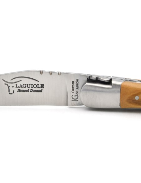 Laguiole with GI label, 12 cm olive wood handle, double plates