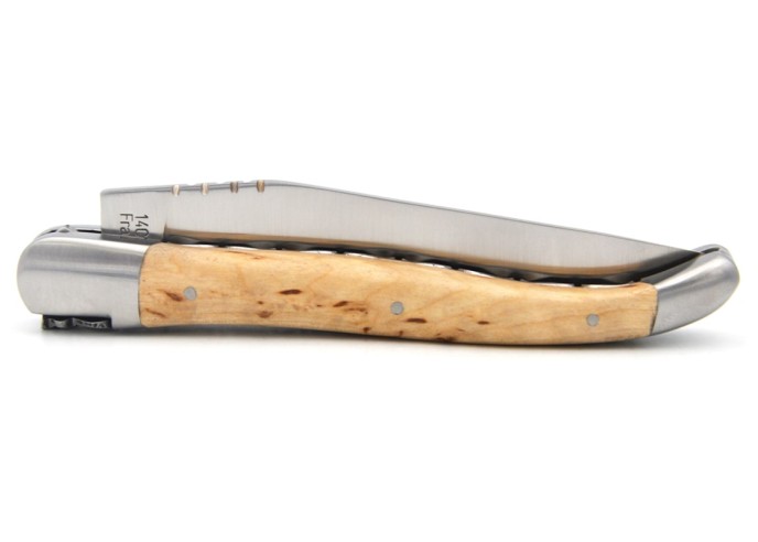 Laguiole with GI label, 12 cm birch wood handle, double plates