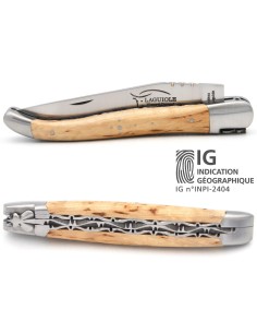 Laguiole mit Label GA, 12 cm Griff aus Birkenholz, Doppelplatinen