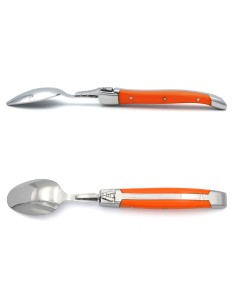 Laguiole Teelöffel, Heftbacken aus glänzendem Edelstahl, fein Griff aus Corian, orange, spülmaschinenfest 2