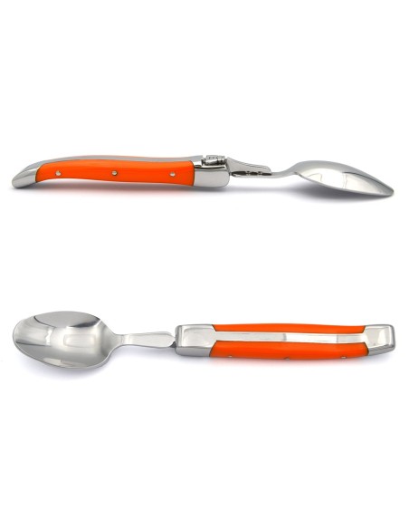 Petites cuillères Laguiole Honoré Durand, manche corian orange