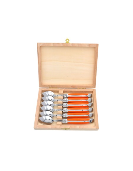 Petites cuillères Laguiole Honoré Durand, manche corian orange