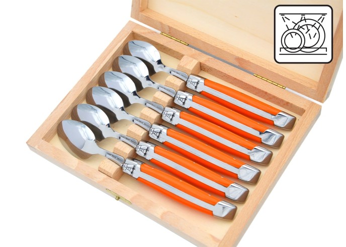 Petites cuillères Laguiole Honoré Durand, manche corian orange