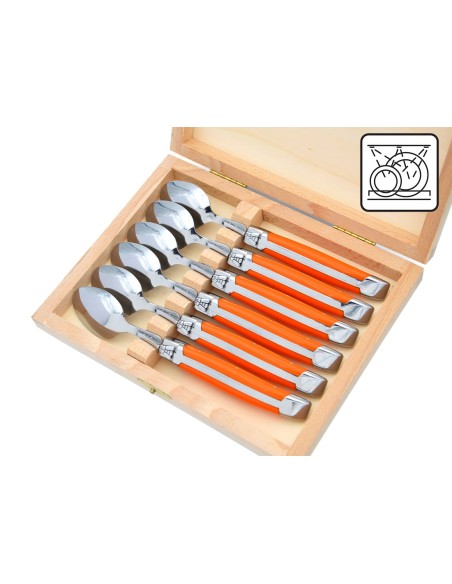 Petites cuillères Laguiole Honoré Durand, manche corian orange