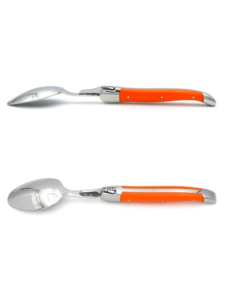 Grandes cuillères Laguiole Honoré Durand, manche corian orange