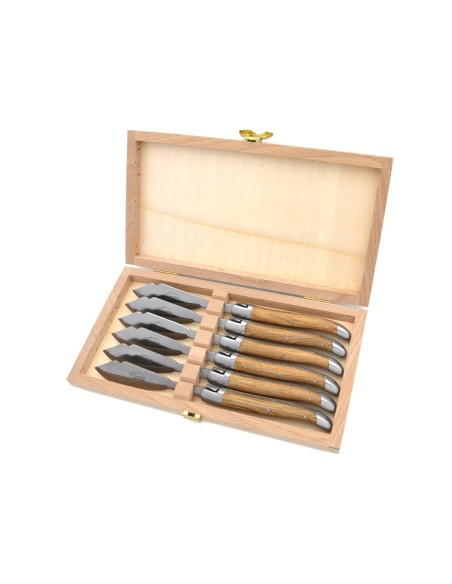 Laguiole fish knives, wide barrel oak handles with matt finish