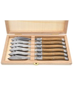 Laguiole Fischmesser, breiterer Griff aus Fasseiche, mattem Edelstahl