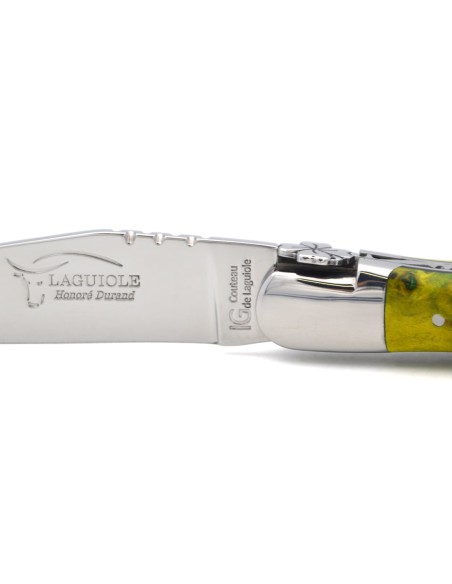 Laguiole labellisé IG en  loupe de peuplier stabilisée jaune/vert