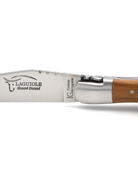 Couteau de Laguiole labellisé IG en noyer avec tire-bouchon, inox mat