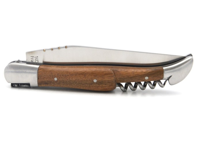Laguiole-Messer Label GA, 12 cm Griff aus Nussbaum mit Korkenzieher