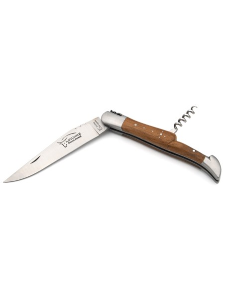 Laguiole-Messer Label GA, 12 cm Griff aus Nussbaum mit Korkenzieher