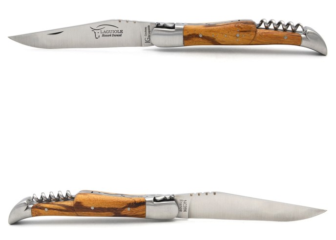 Laguiole-Messer mit Label GA, 12 cm Griff aus Marmorholz mit Korkenzieher