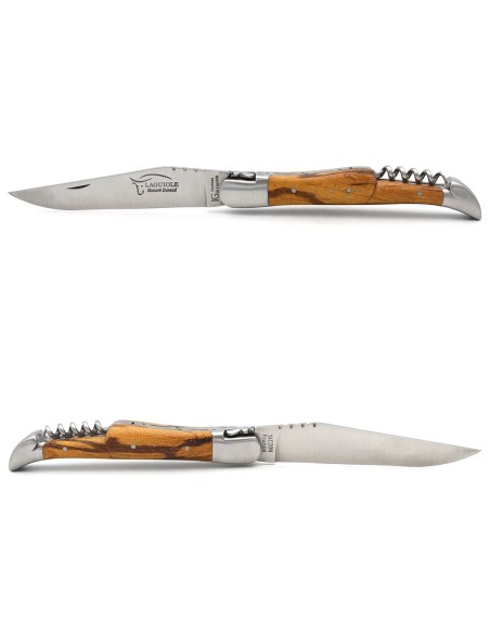 Laguiole-Messer mit Label GA, 12 cm Griff aus Marmorholz mit Korkenzieher