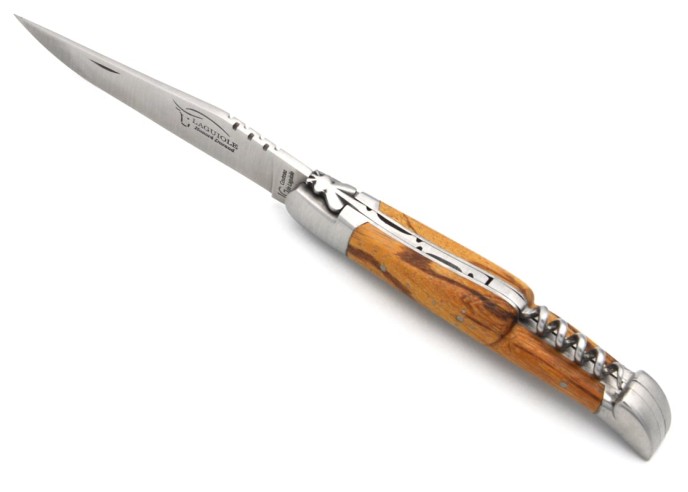 Laguiole-Messer mit Label GA, 12 cm Griff aus Marmorholz mit Korkenzieher