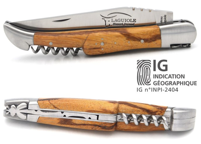 Couteau de Laguiole labellisé IG en bois serpent avec tire-bouchon