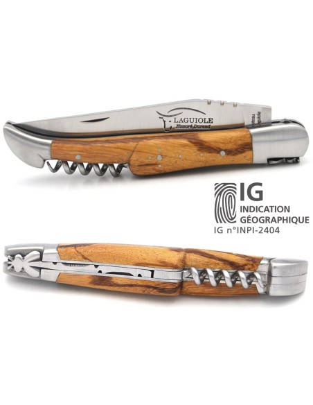 Couteau de Laguiole labellisé IG en bois serpent avec tire-bouchon