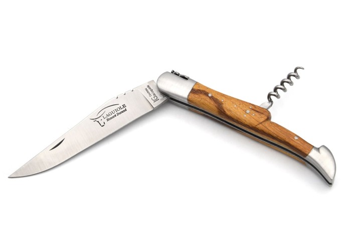 Laguiole-Messer mit Label GA, 12 cm Griff aus Marmorholz mit Korkenzieher