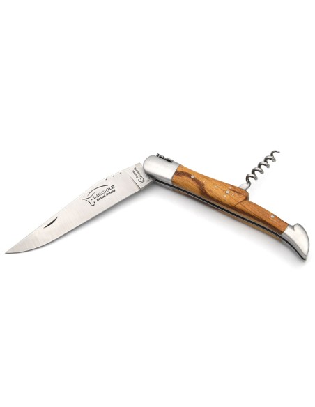 Laguiole-Messer mit Label GA, 12 cm Griff aus Marmorholz mit Korkenzieher