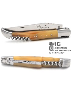 Laguiole GA, 12 cm Griff aus Hornspitze (hell) mit Korkenzieher