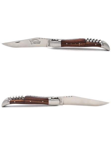 Laguiole knife with GI label, 12 cm purplewood handle with corkscrew