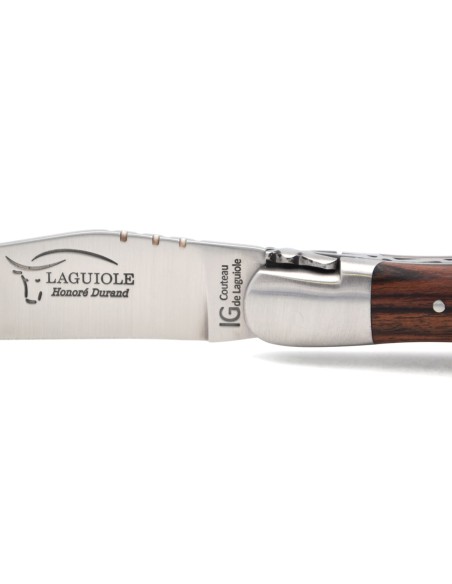 Laguiole knife with GI label, 12 cm purplewood handle with corkscrew